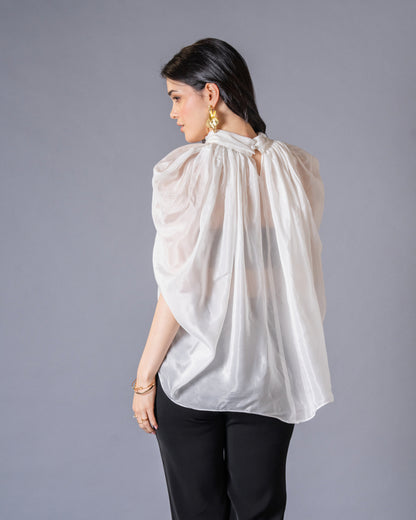 Veil Glass Organza Sheer Top with Knit Bralette