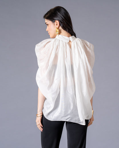 Veil Glass Organza Sheer Top with Knit Bralette