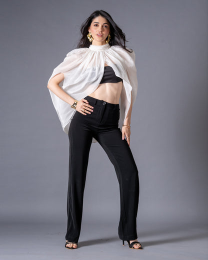 Veil Glass Organza Sheer Top with Knit Bralette
