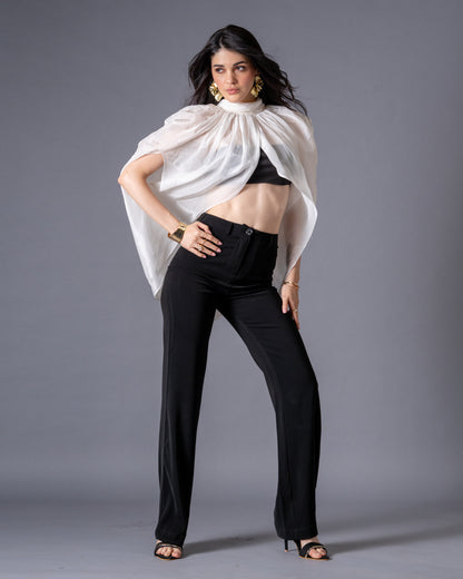 Veil Glass Organza Sheer Top with Knit Bralette