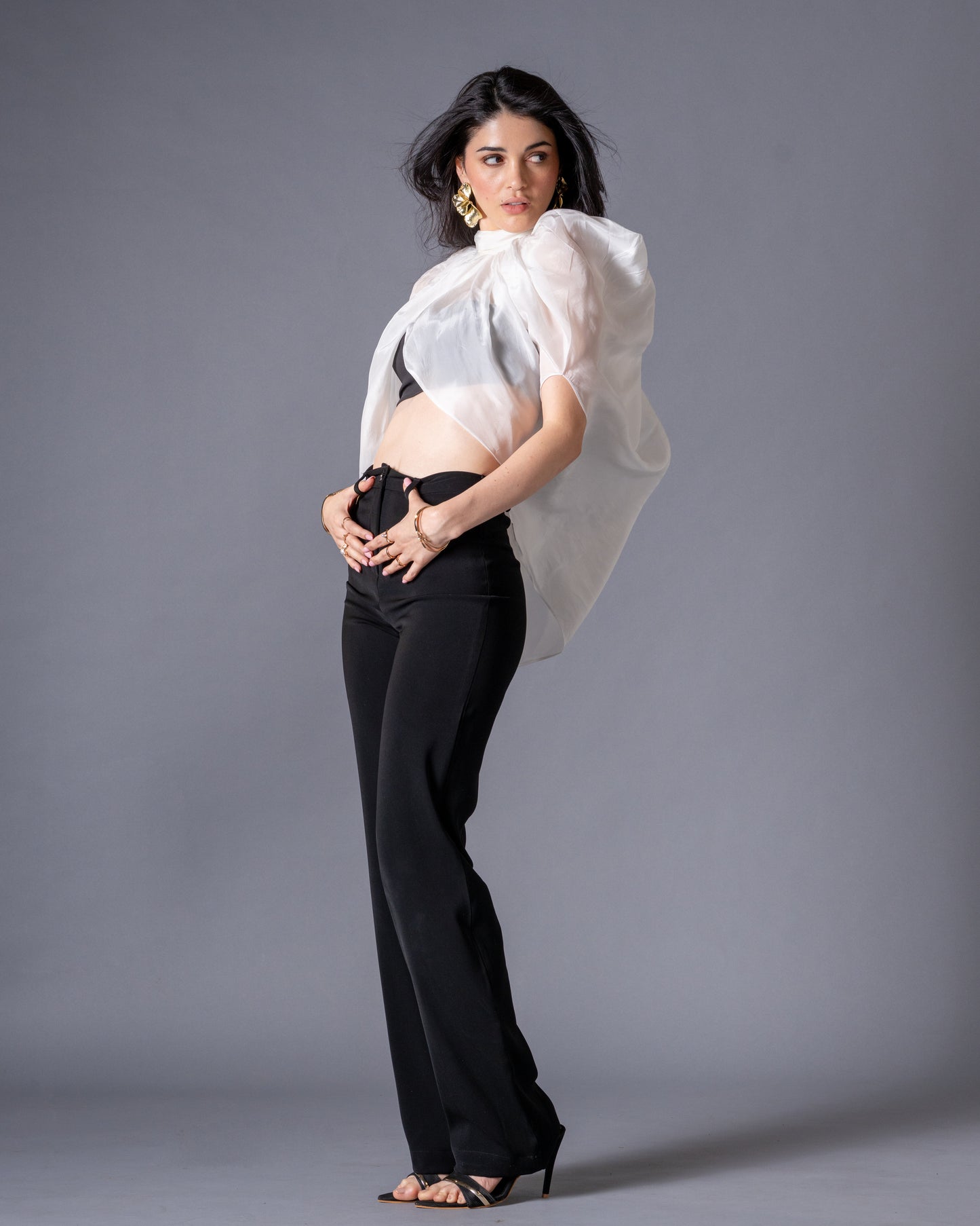 Restraint Black Straight Mid-Waist Trousers