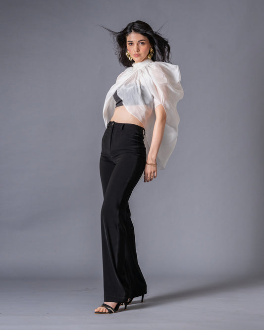Veil Coordset - Glass Organza Top & Black Trousers