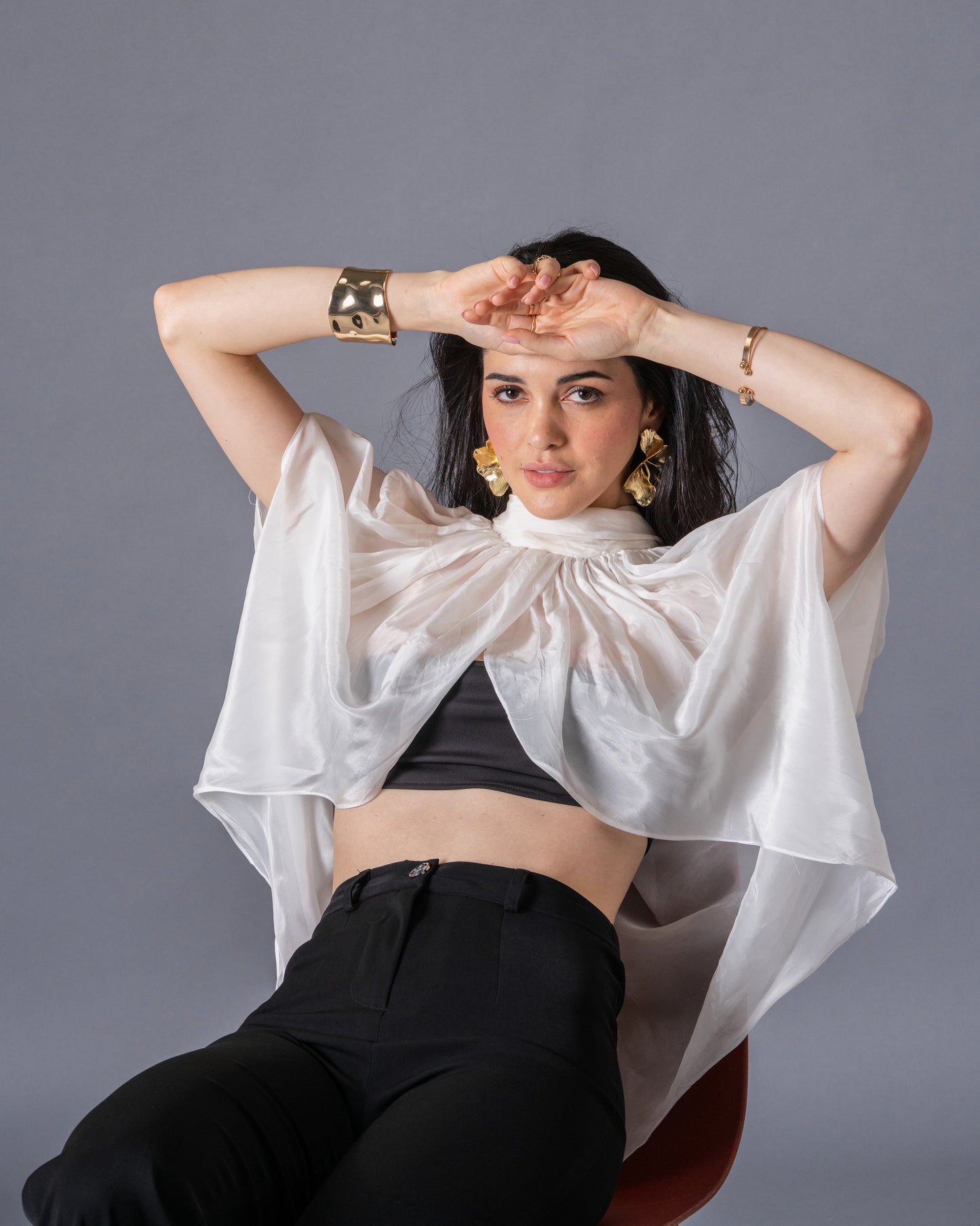 Restraint Black Straight Mid-Waist Trousers
