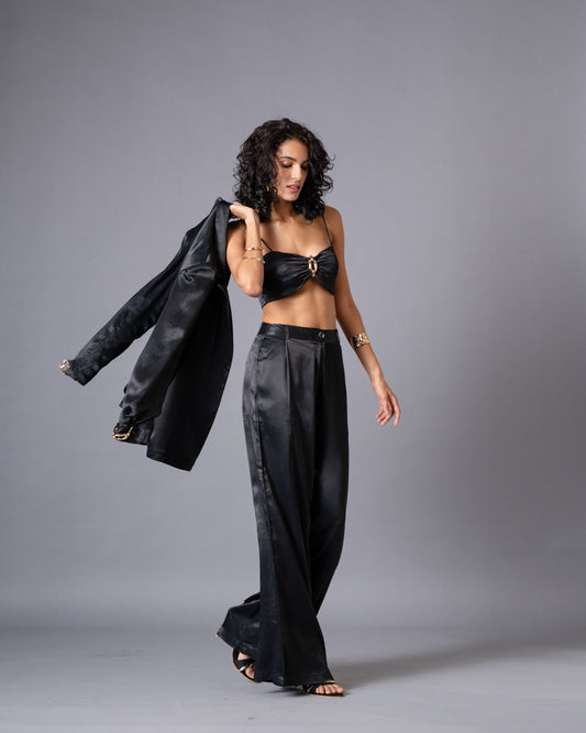 Gild Black Satin Bralette