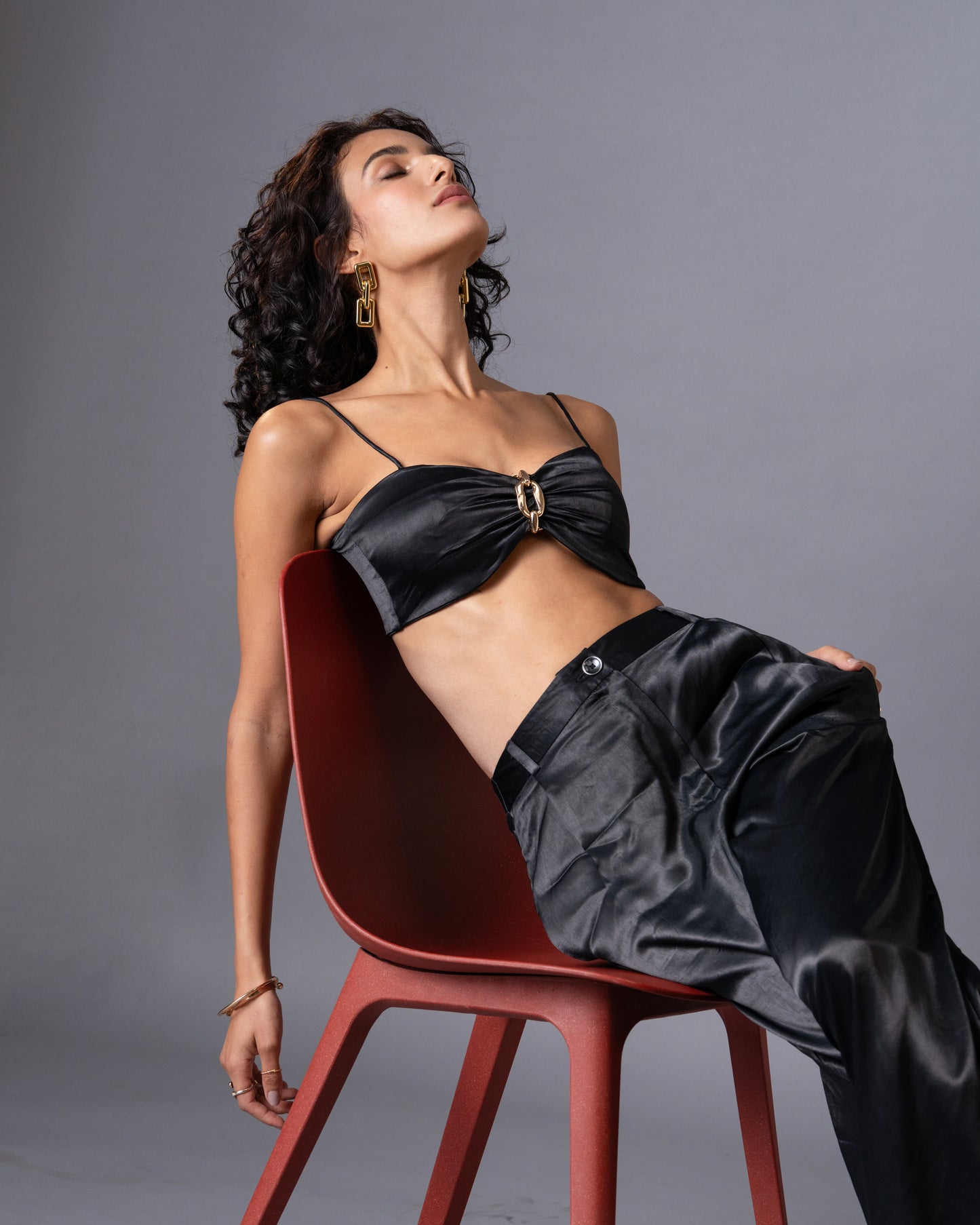 Gild Black Satin Bralette