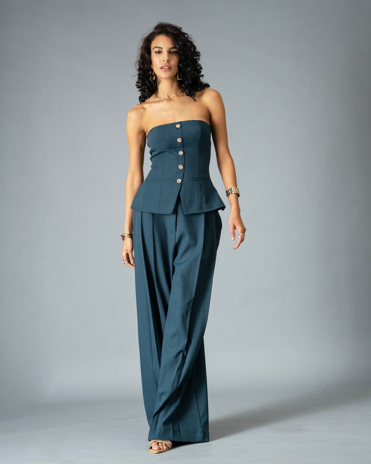 Sculpt Teal Blue Wide Leg Trousers