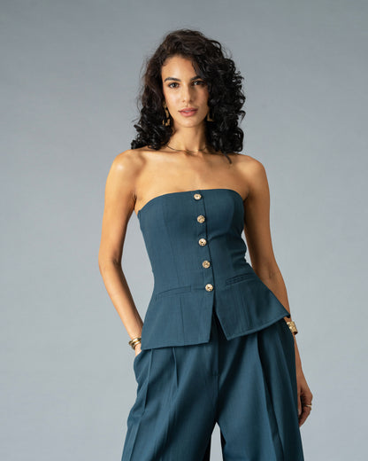 Sculpt Teal Blue Wide Leg Trousers