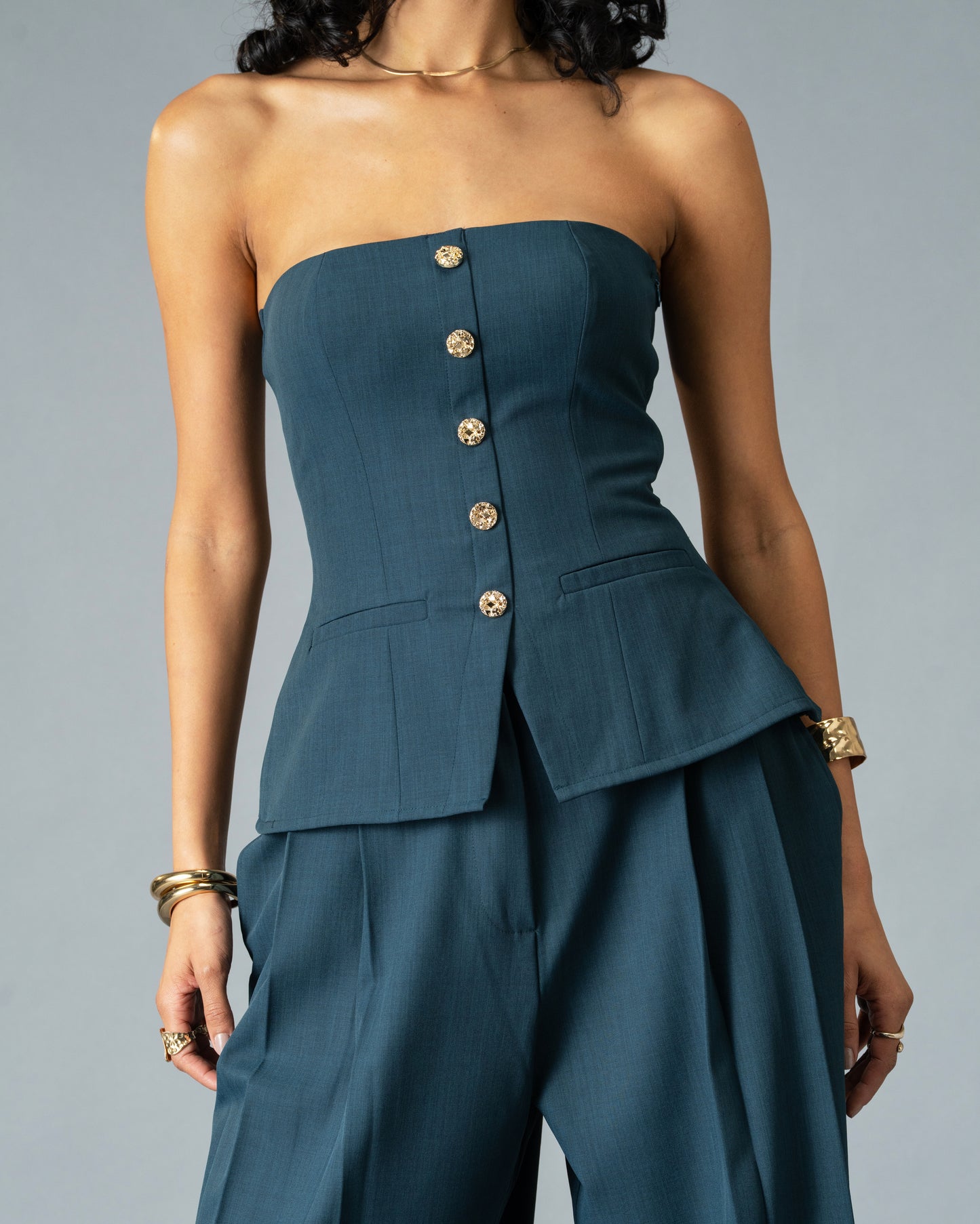 Sculpt Teal Blue Wide Leg Trousers