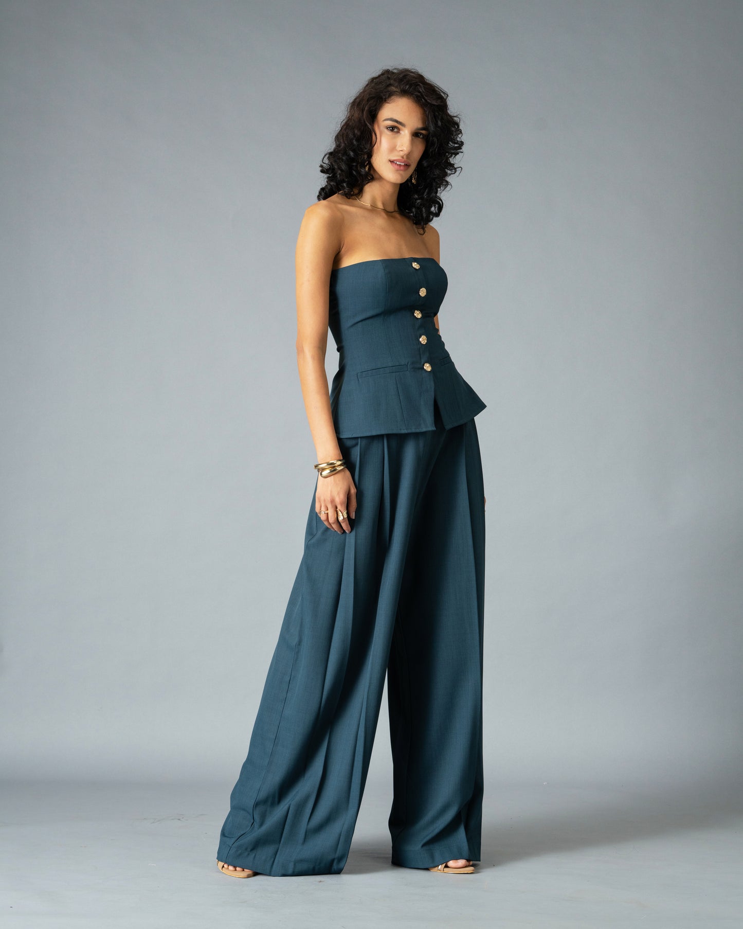 Sculpt Teal Blue Wide Leg Trousers