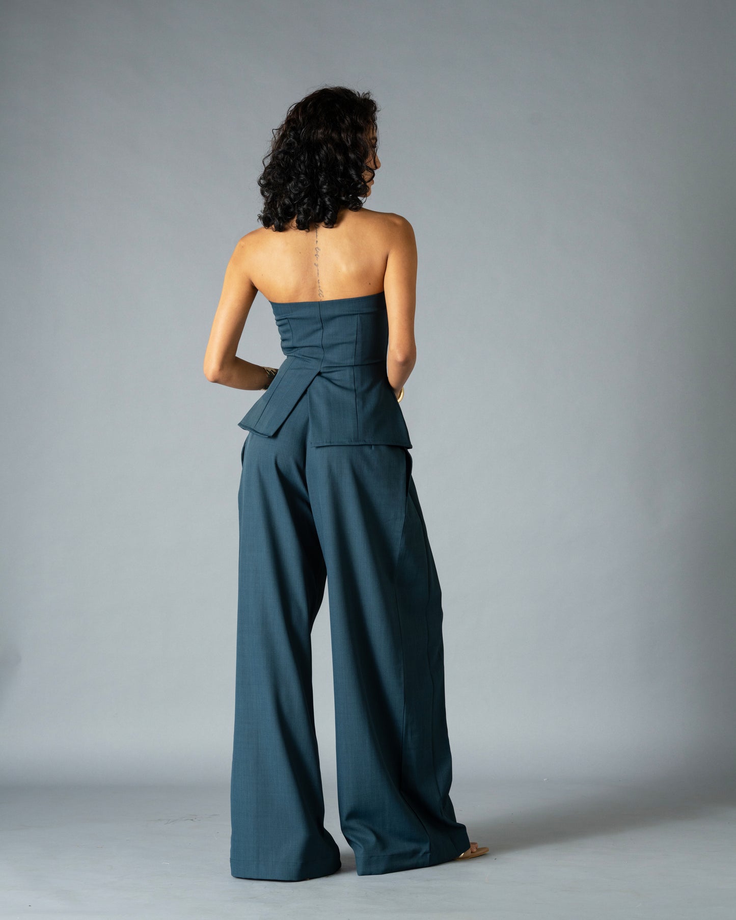 Sculpt Teal Blue Wide Leg Trousers