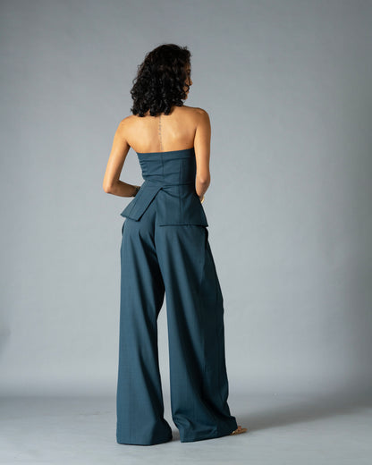 Sculpt Teal Blue Wide Leg Trousers