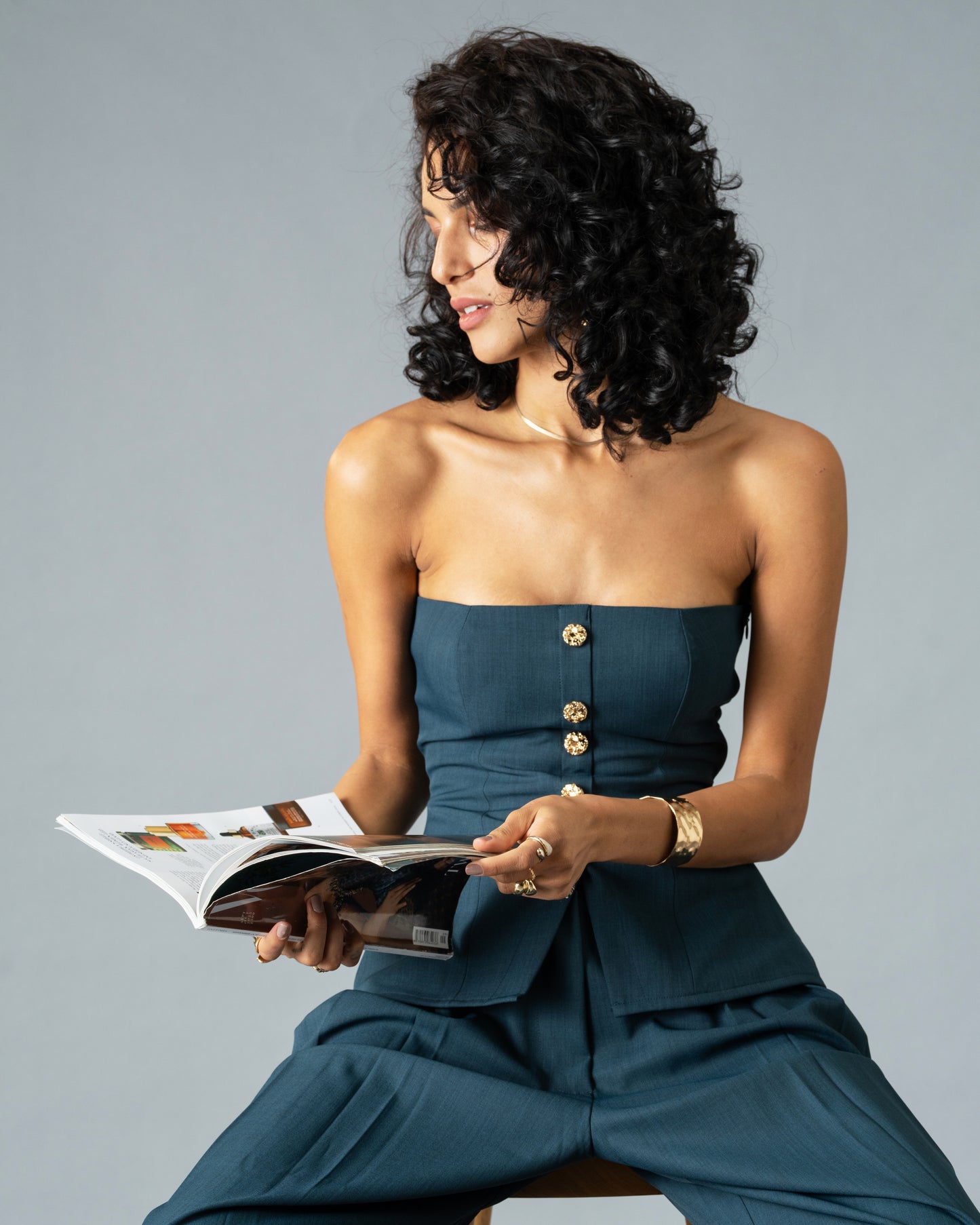 Sculpt Teal Blue Wide Leg Trousers