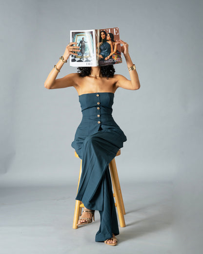 Sculpt Teal Blue Wide Leg Trousers