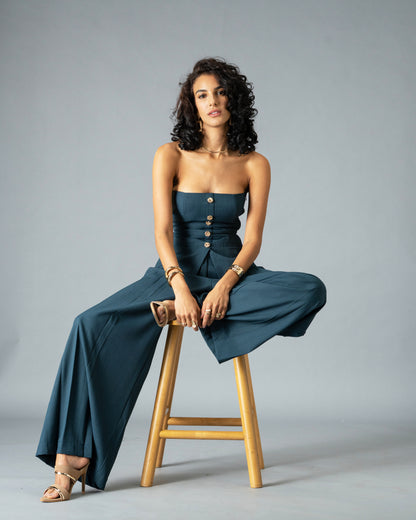 Sculpt Teal Blue Wide Leg Trousers