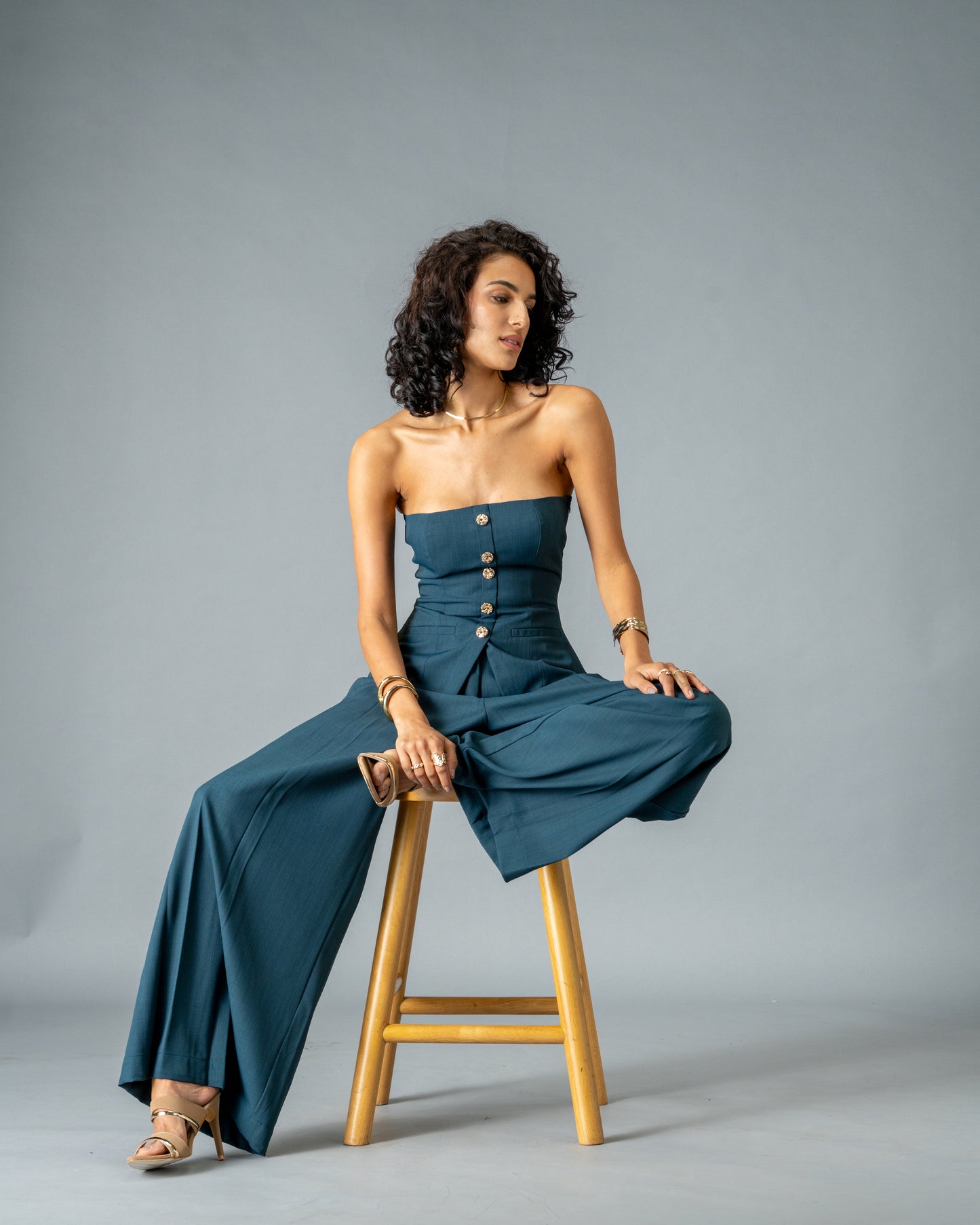 Sculpt Teal Blue Wide Leg Trousers