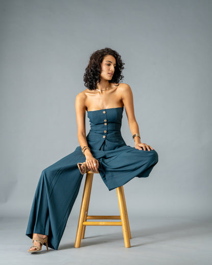 Sculpt Teal Blue Wide Leg Trousers