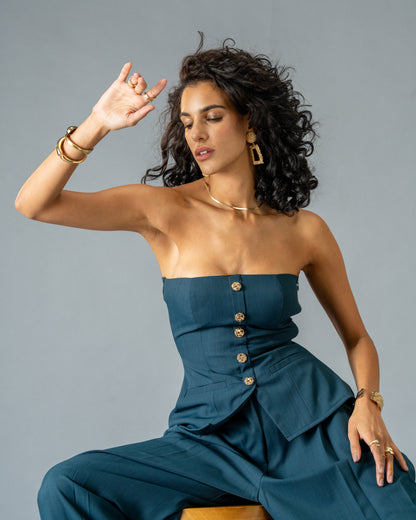 Sculpt Teal Blue Wide Leg Trousers