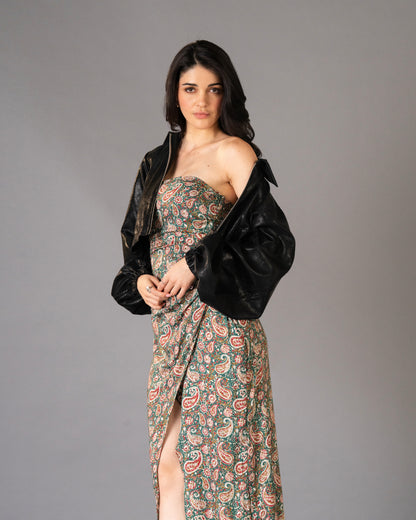 Drape Green Paisley Print Midi Dress