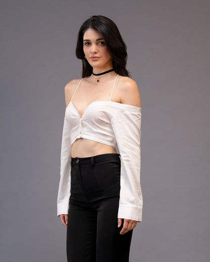 Restraint Black Straight Mid-Waist Trousers
