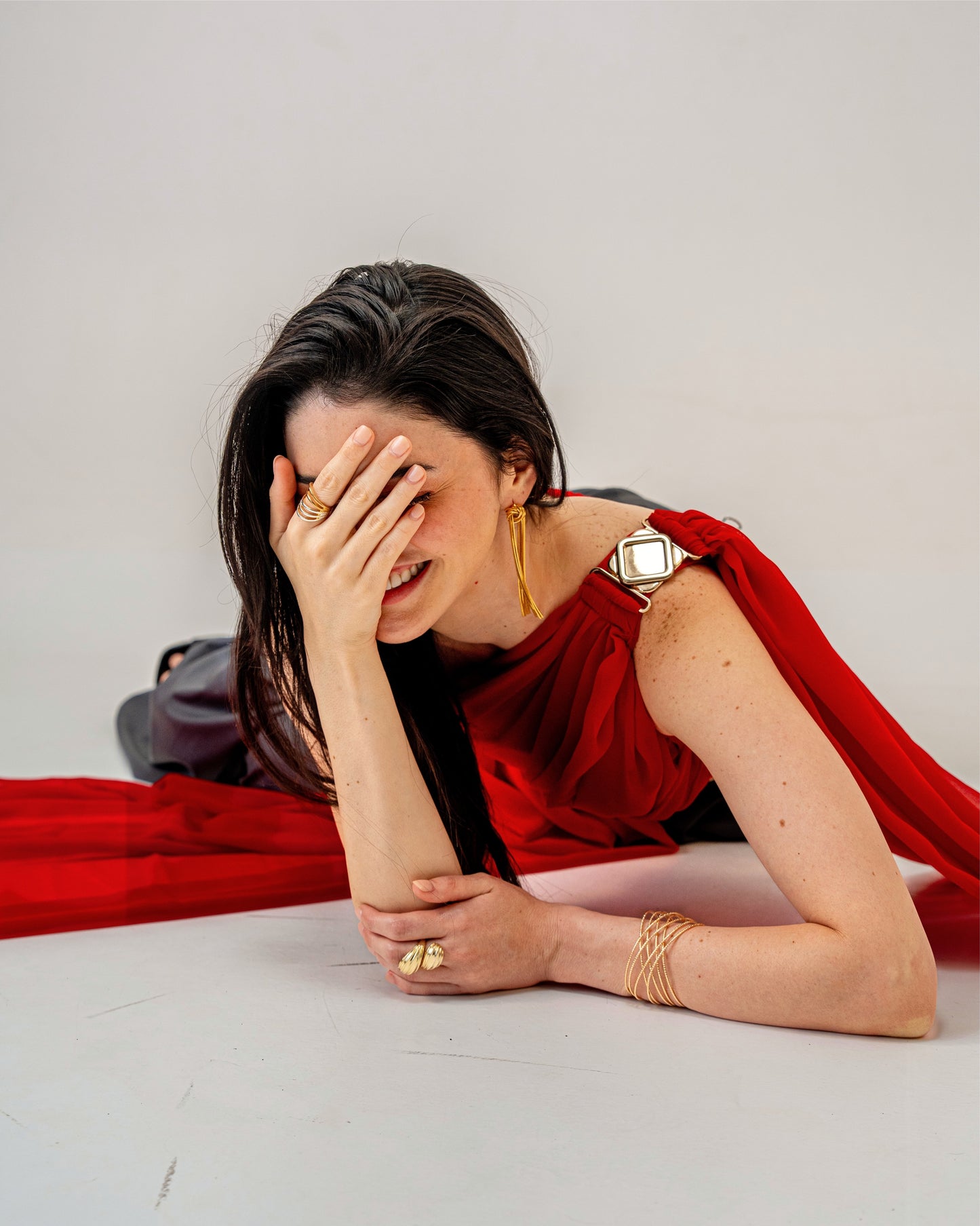 Fire & Form Top – Convertible Draped Red Chiffon Crop Top