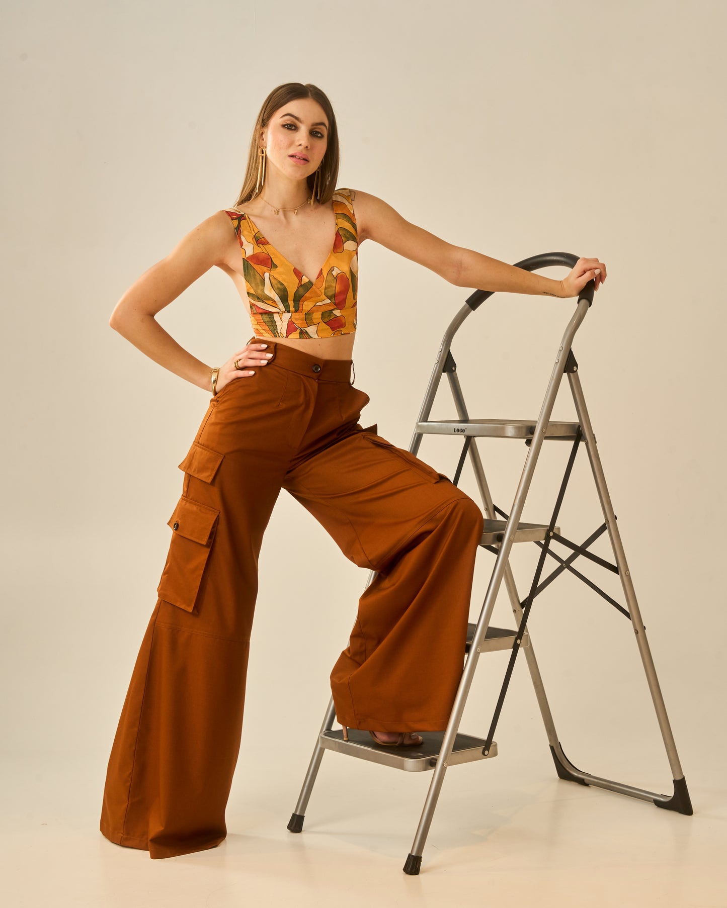 Sunkissed Meadows Printed V-Neck Bralette Crop Top for Women
