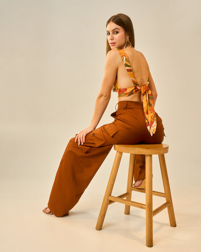 Sunkissed Meadows Printed V-Neck Bralette Crop Top for Women