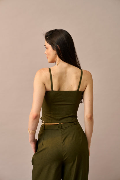 Olive Thread – Lace-Up Corset Style Fitted Top for Women
