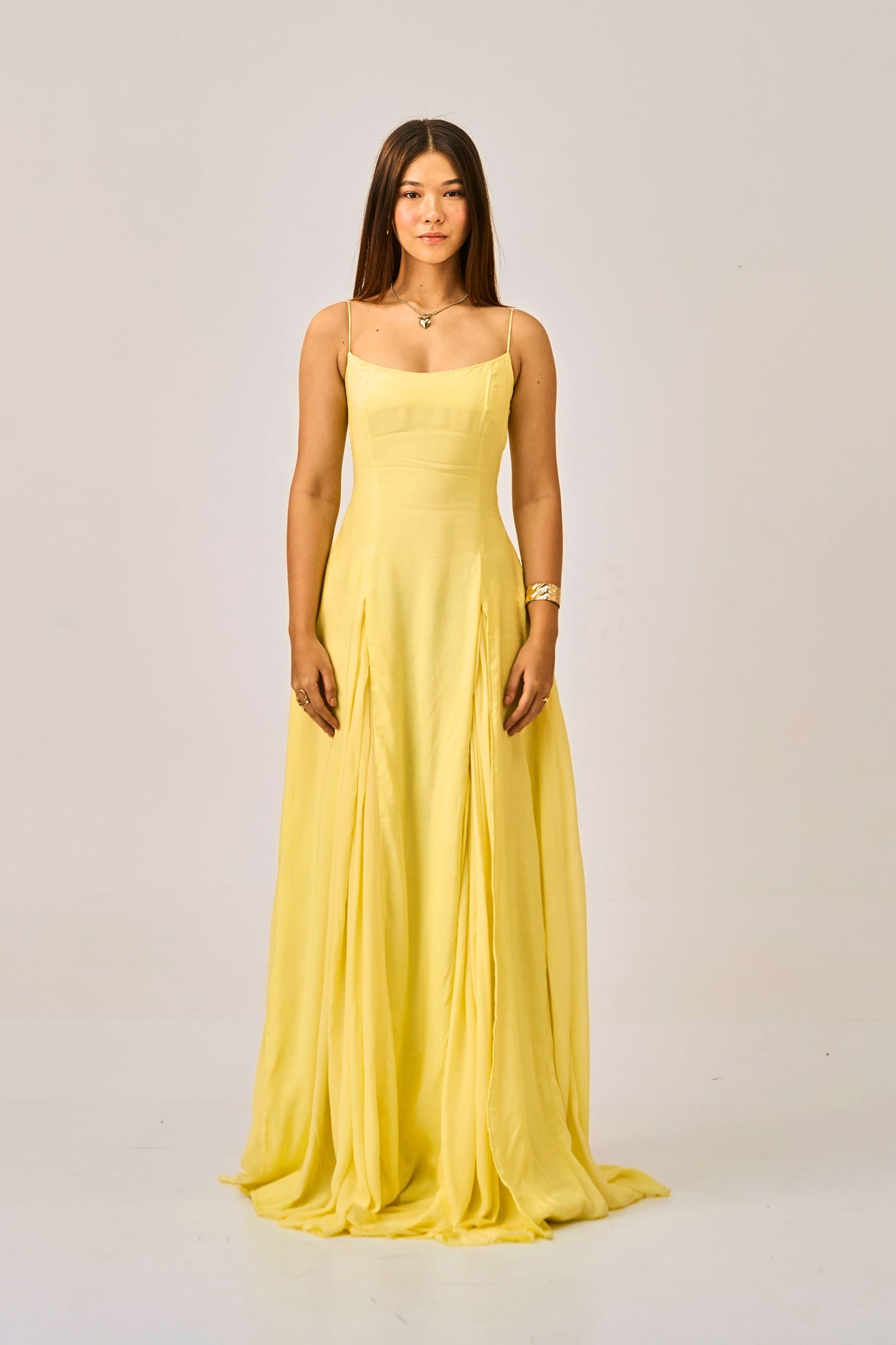 Dawn Dust Slit Gown for Women – Spaghetti Strap Maxi Dress