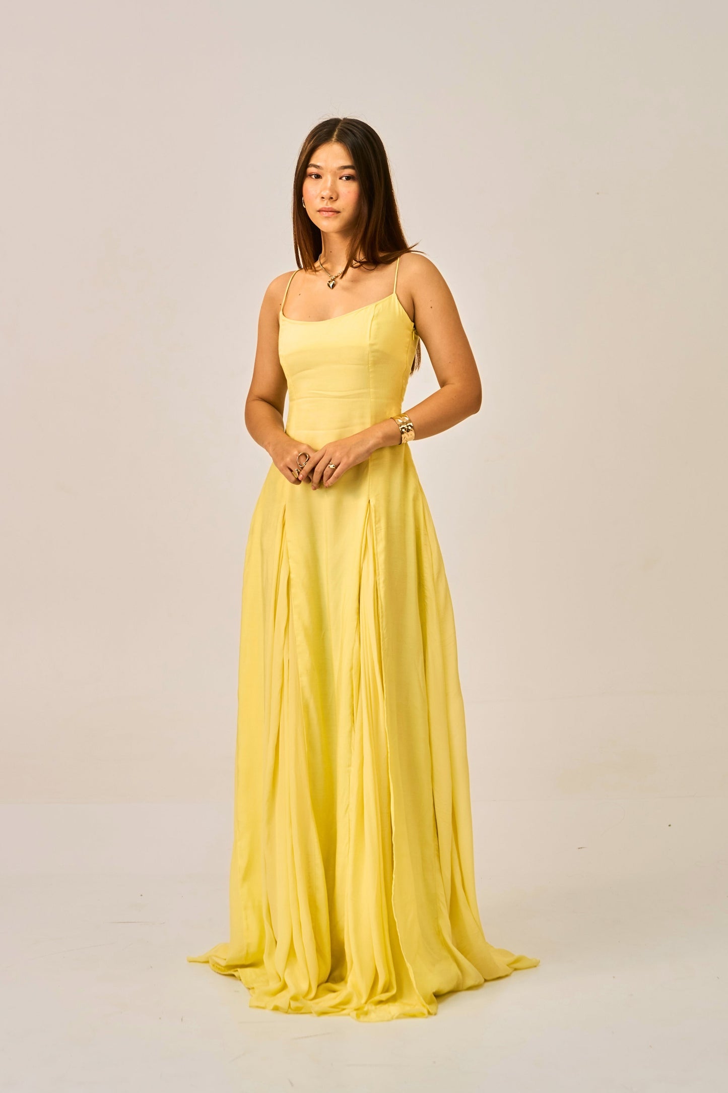 Dawn Dust Slit Gown for Women – Spaghetti Strap Maxi Dress