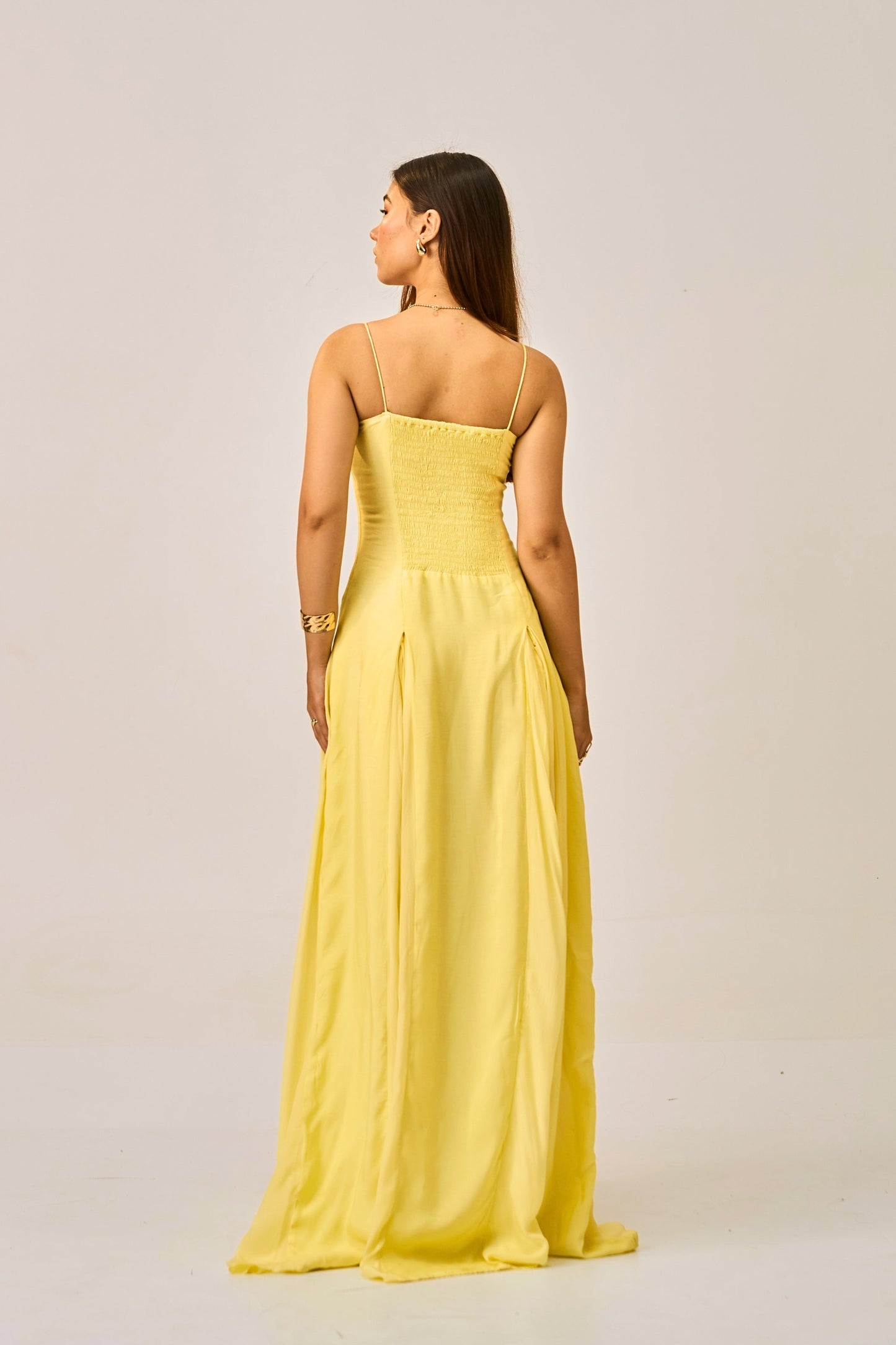Dawn Dust Slit Gown for Women – Spaghetti Strap Maxi Dress