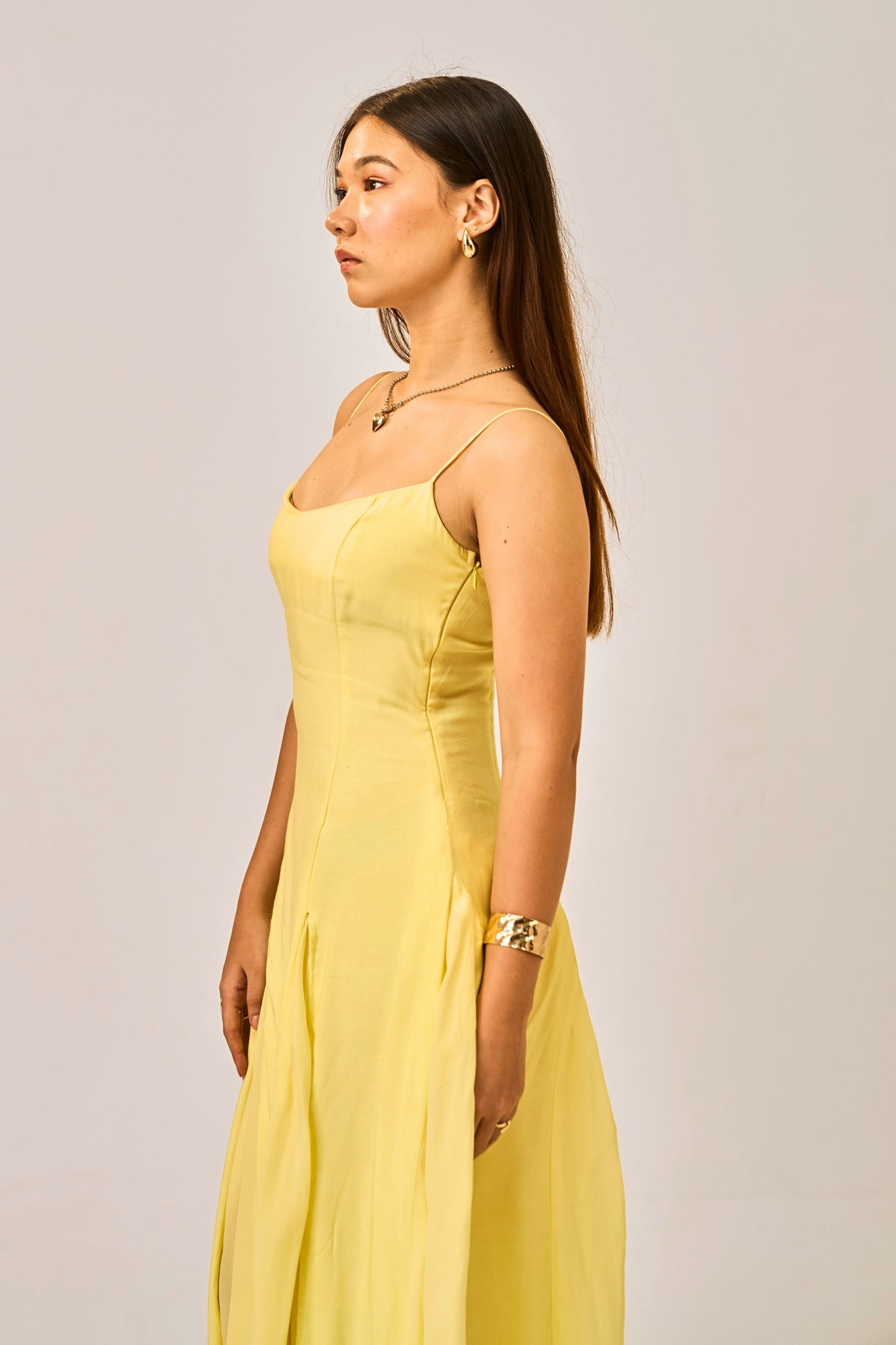 Dawn Dust Slit Gown for Women – Spaghetti Strap Maxi Dress