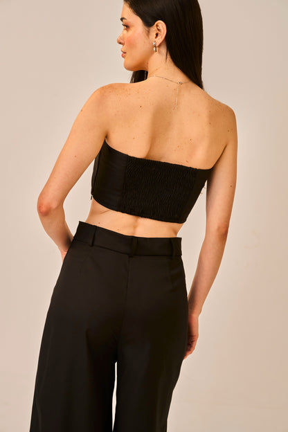 Knot Theory – Black Bandeau Crop Top for Women