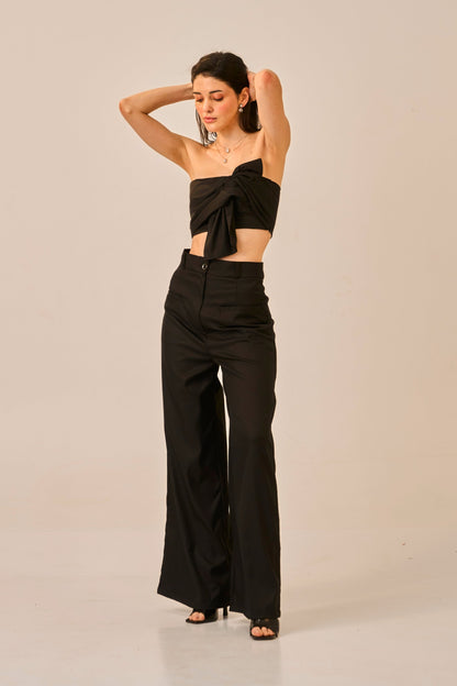Knot Theory – Black Bandeau Crop Top for Women