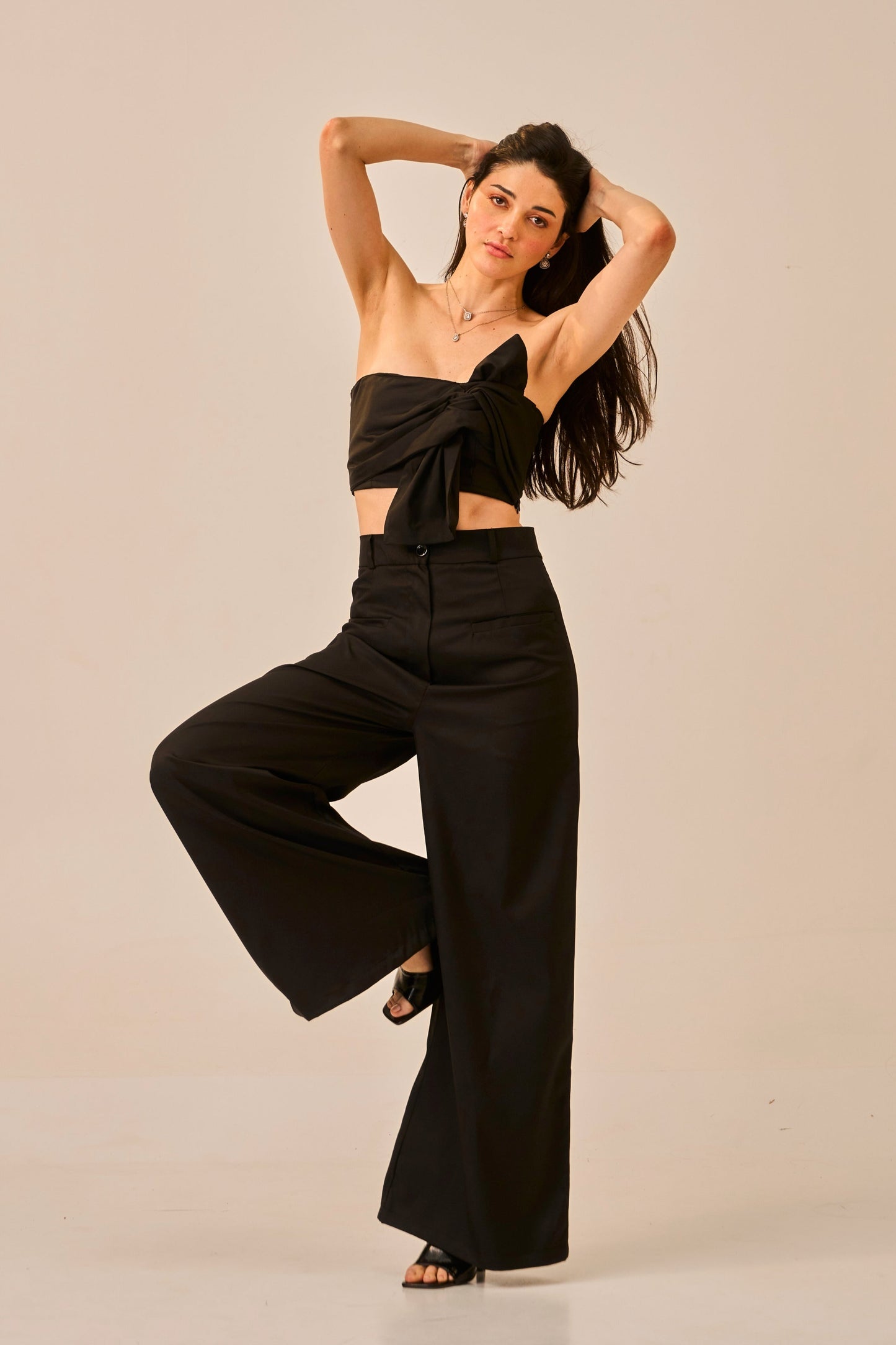 Knot Theory – Black Bandeau Crop Top for Women