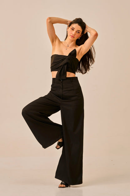 Knot Theory – Black Bandeau Crop Top for Women