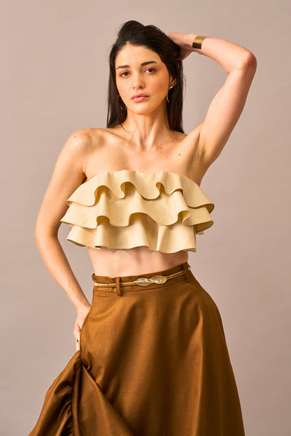 Vanilla Melt – Ruffled Crop Top for Women