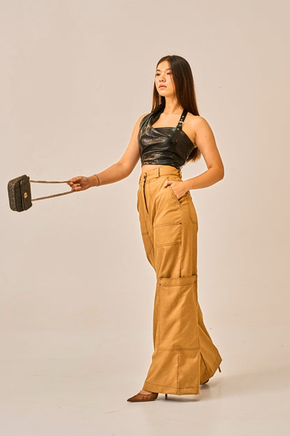 Burnt Ember -  High Waist Utility Trousers for Women