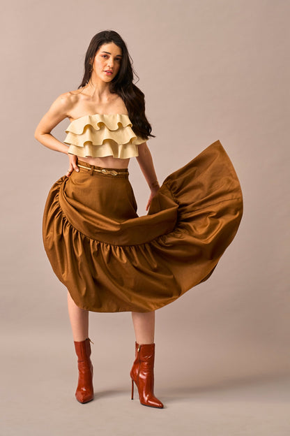 Vanilla Melt – Ruffled Crop Top for Women