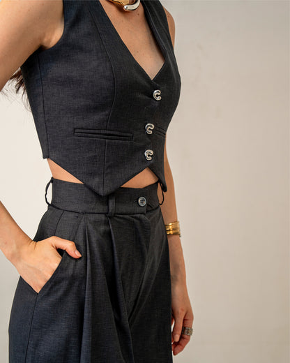 Charcoal Edit Grey Tailored Waistcoat for Women