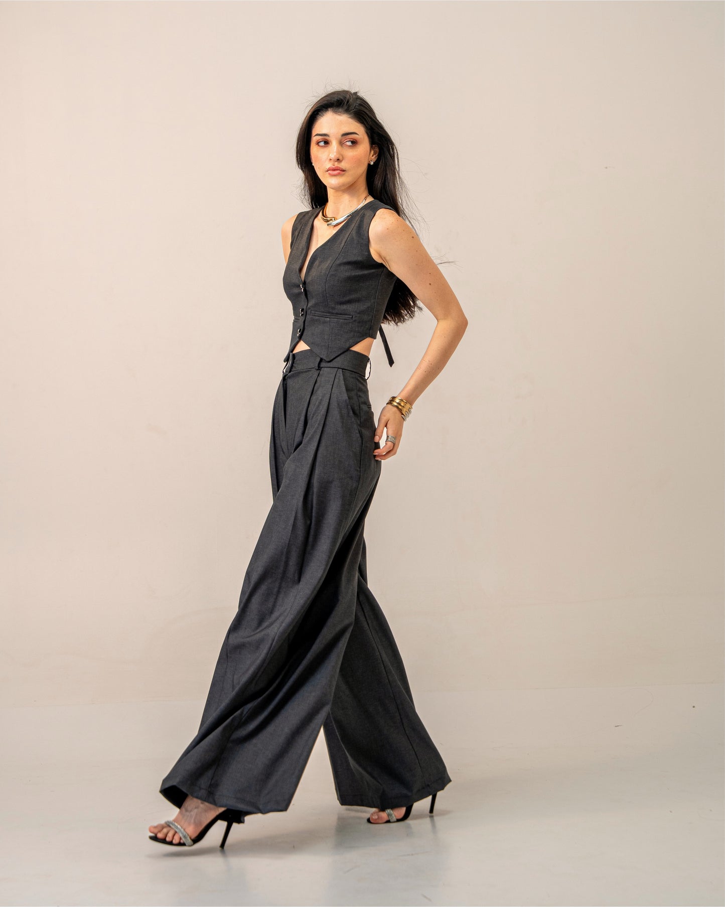 Charcoal Edit Grey Tailored Waistcoat for Women