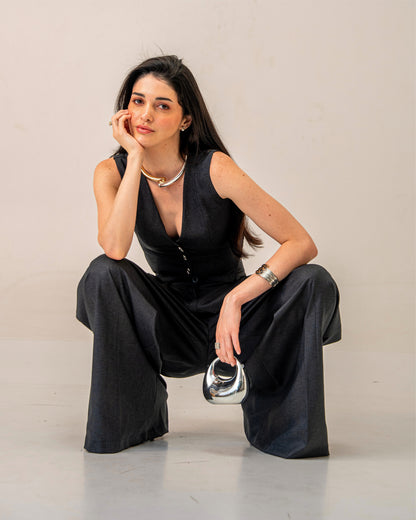 Charcoal Edit Grey Tailored Waistcoat for Women