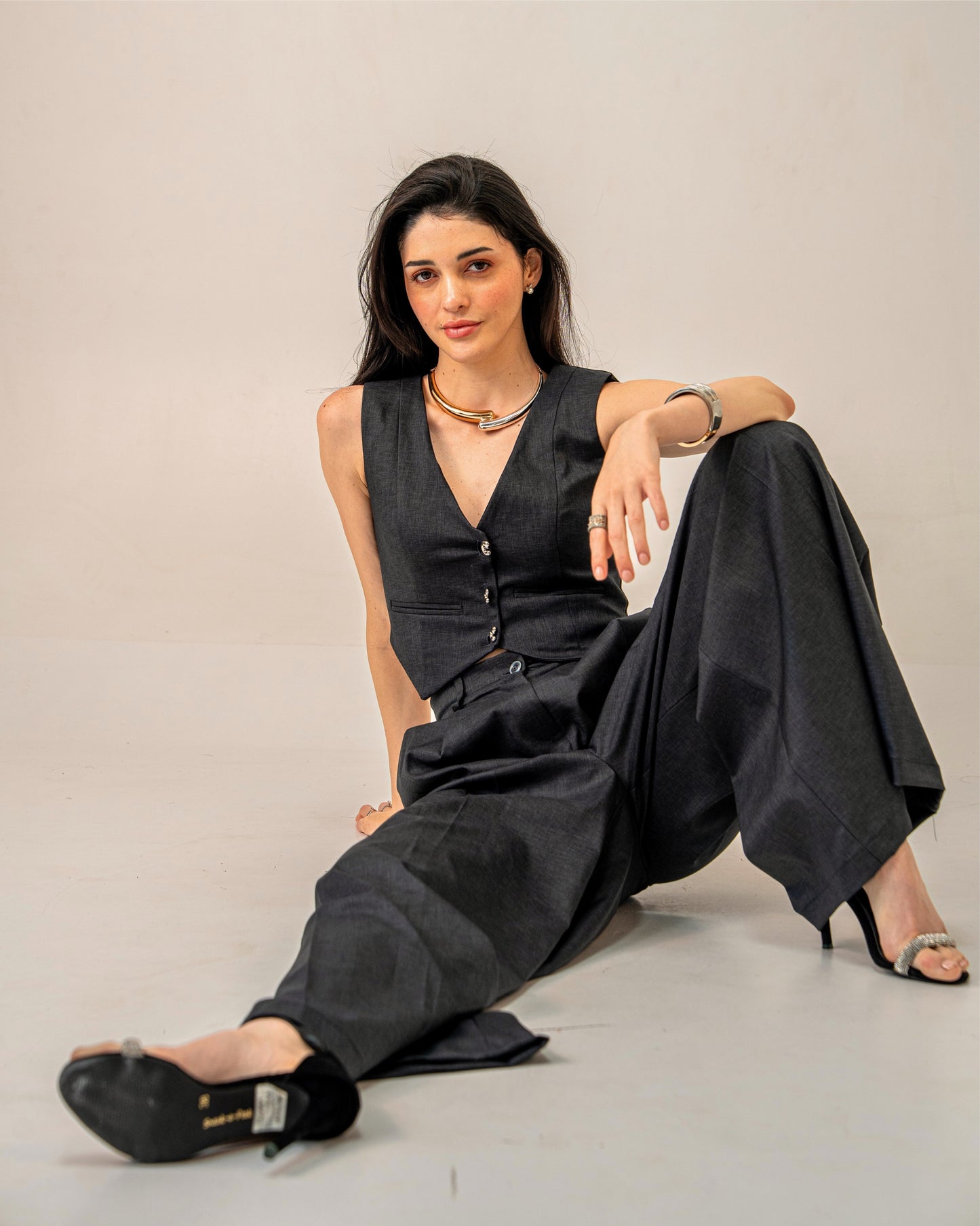 Charcoal Edit Grey Tailored Waistcoat for Women