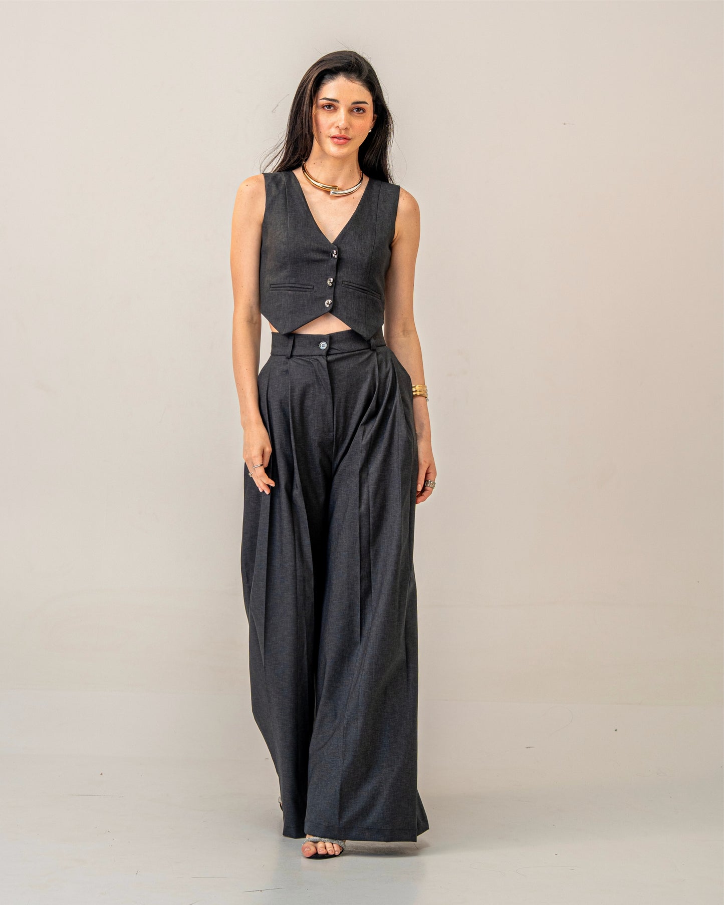 Charcoal Edit Grey Tailored Waistcoat for Women