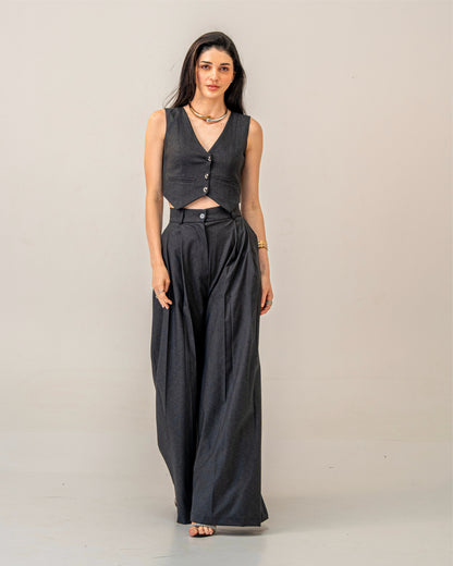 Charcoal Edit Grey Tailored Waistcoat for Women