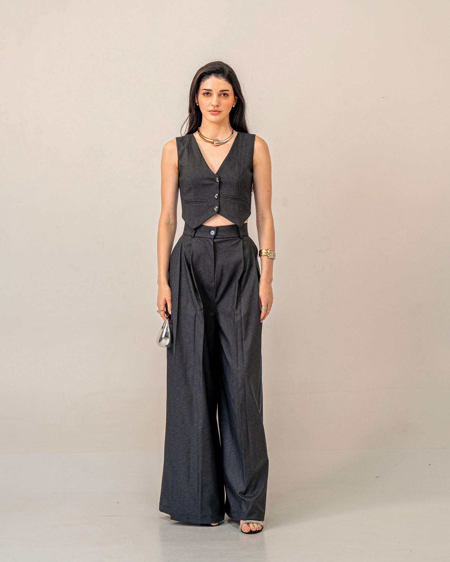 Charcoal Edit Grey Tailored Waistcoat for Women