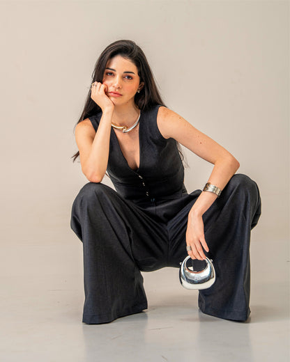 Charcoal Edit Grey Tailored Waistcoat for Women