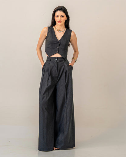 Charcoal Edit Grey Tailored Waistcoat for Women