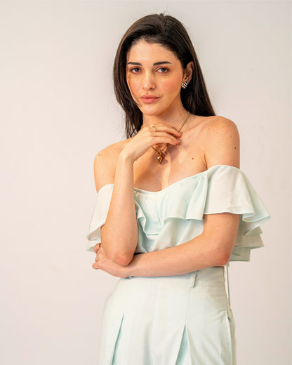 Mint Mirage Trousers – High-waisted Pastel Mint Green Trousers for Women