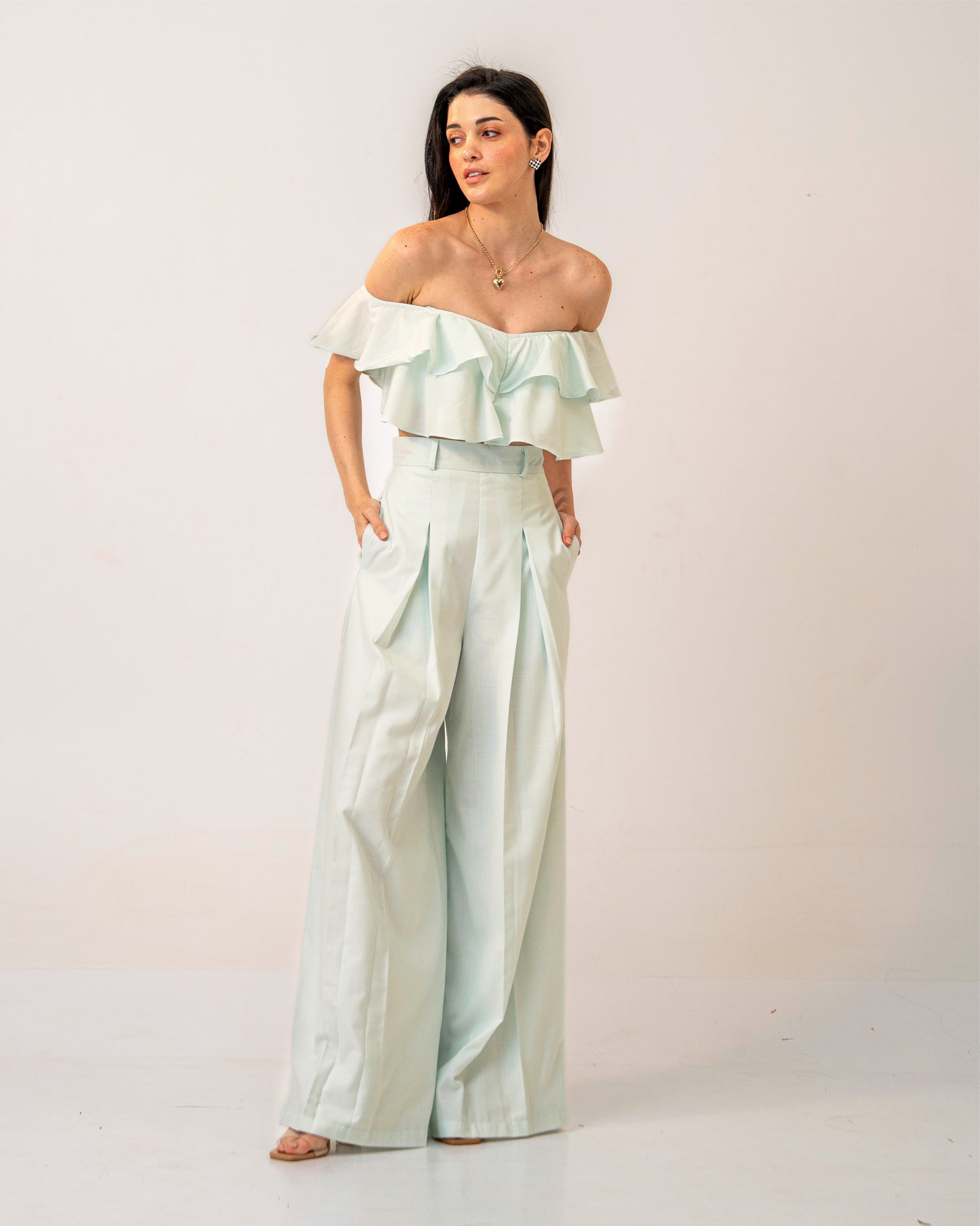 Mint Mirage Trousers – High-waisted Pastel Mint Green Trousers for Women