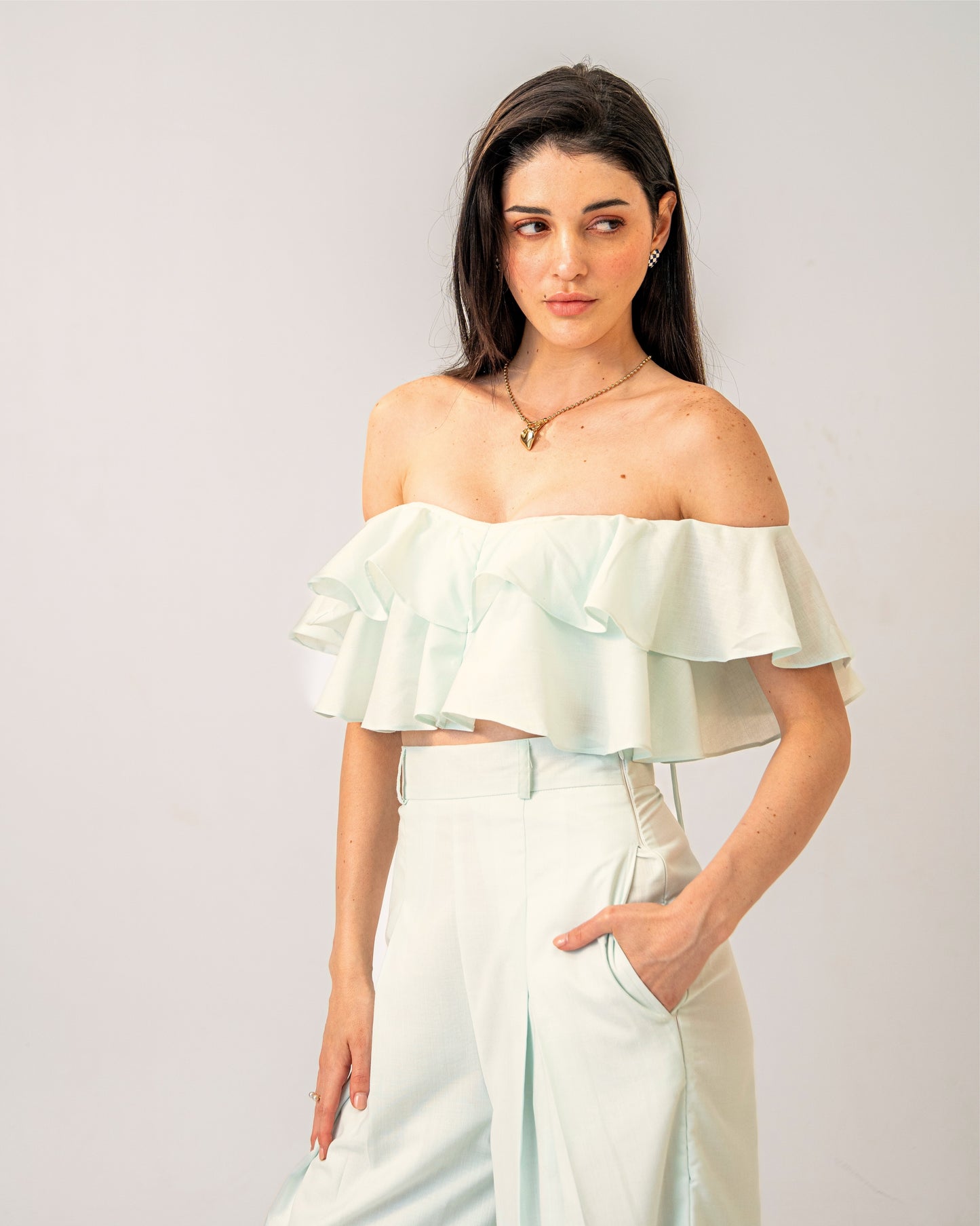 Mint Mirage Trousers – High-waisted Pastel Mint Green Trousers for Women